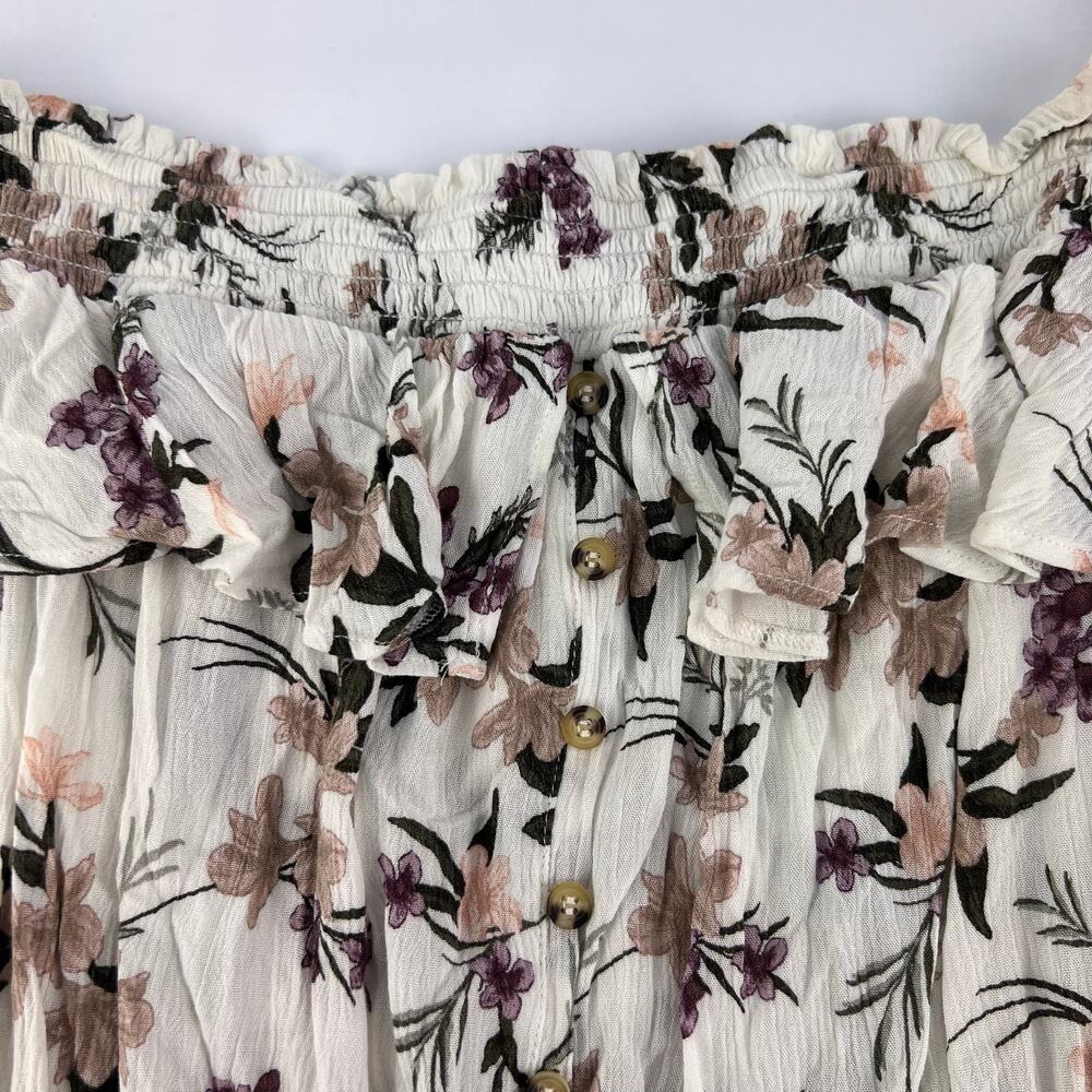 American Eagle M Ruffled Full Button White Off-Th… - image 5